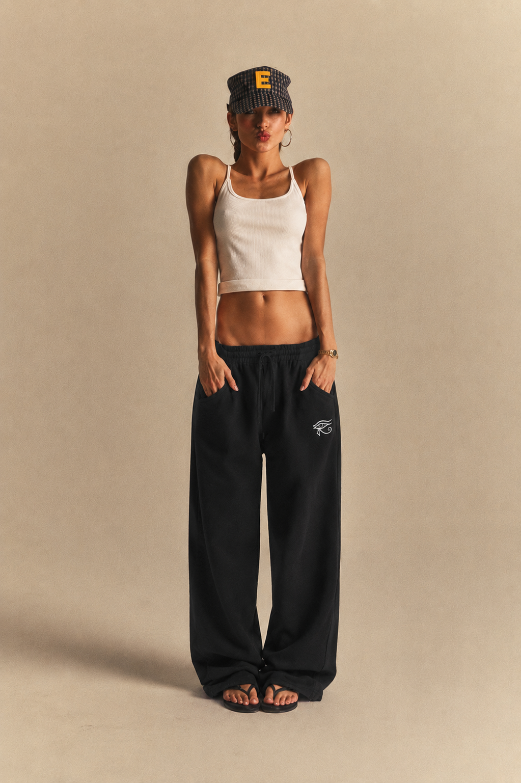 Eye Of Horus embroidered Black Sweatpants
