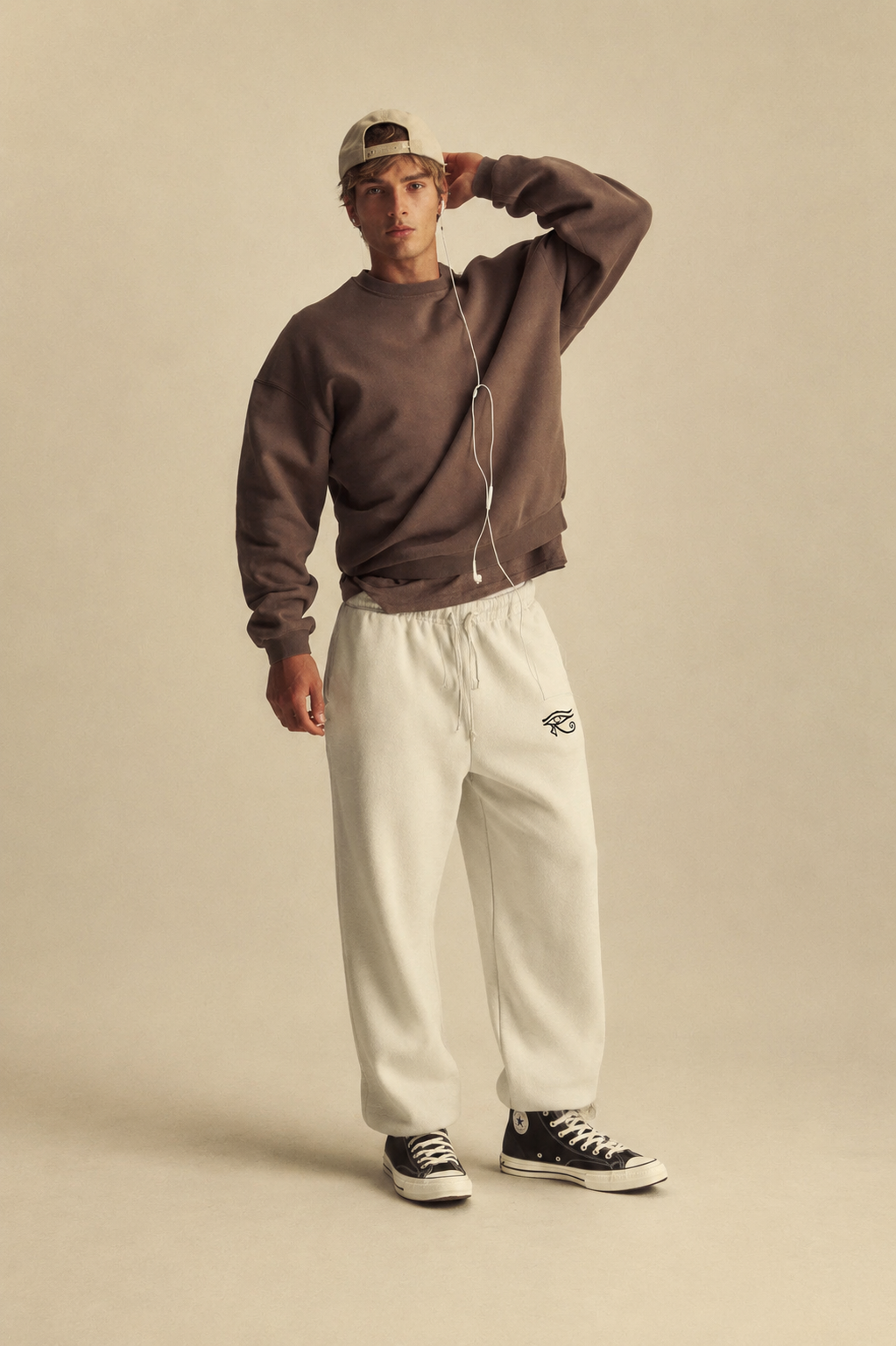 Eye Of Horus embroidered Off-White Sweatpants